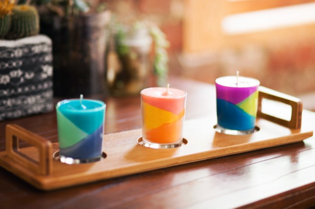 DIY Colorblock Candles 50 DIY Candles to Gift, Decorate or Set The Mood