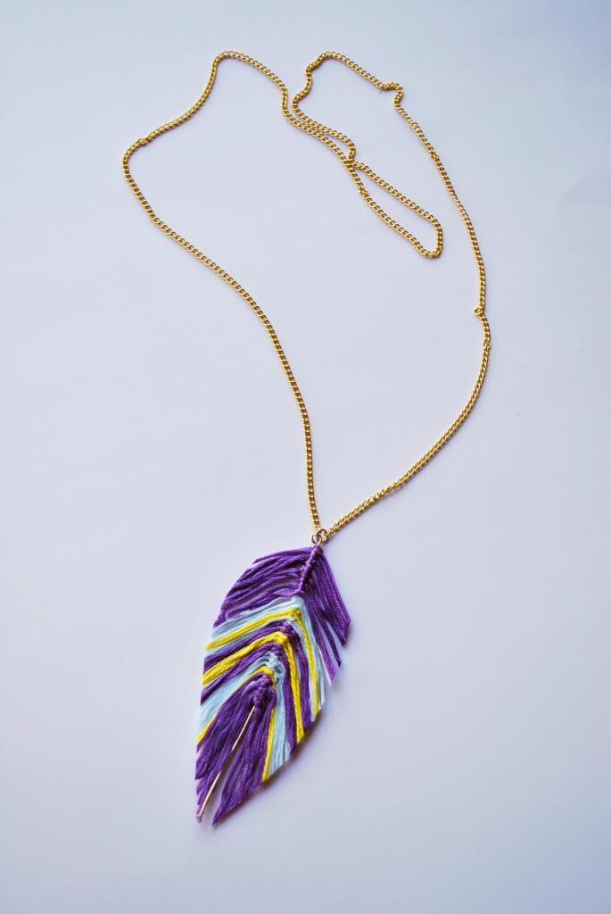 Floss feather necklace