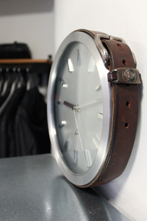 Leather bound clock