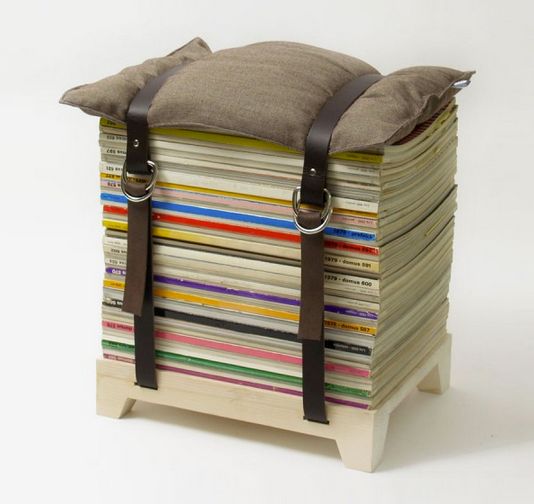 Magazine, belt, and pillow stool