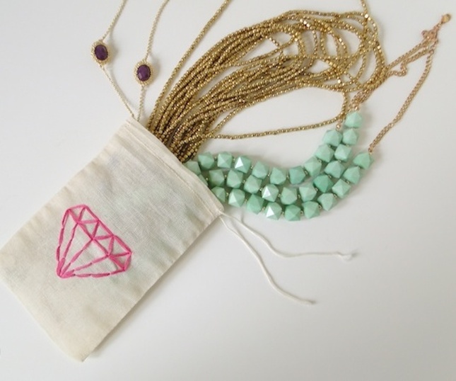 Simple embroidered jewelry bag