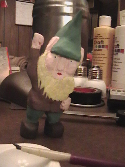 Wooden gnome from salvaged wood