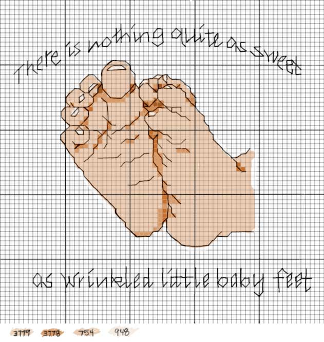Wrinkled baby feet pattern 15 Free Cross Stitching Patterns for Babies