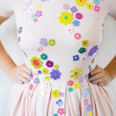 Card flower embellished dress 230x230 Homemade Prom Dress Ideas
