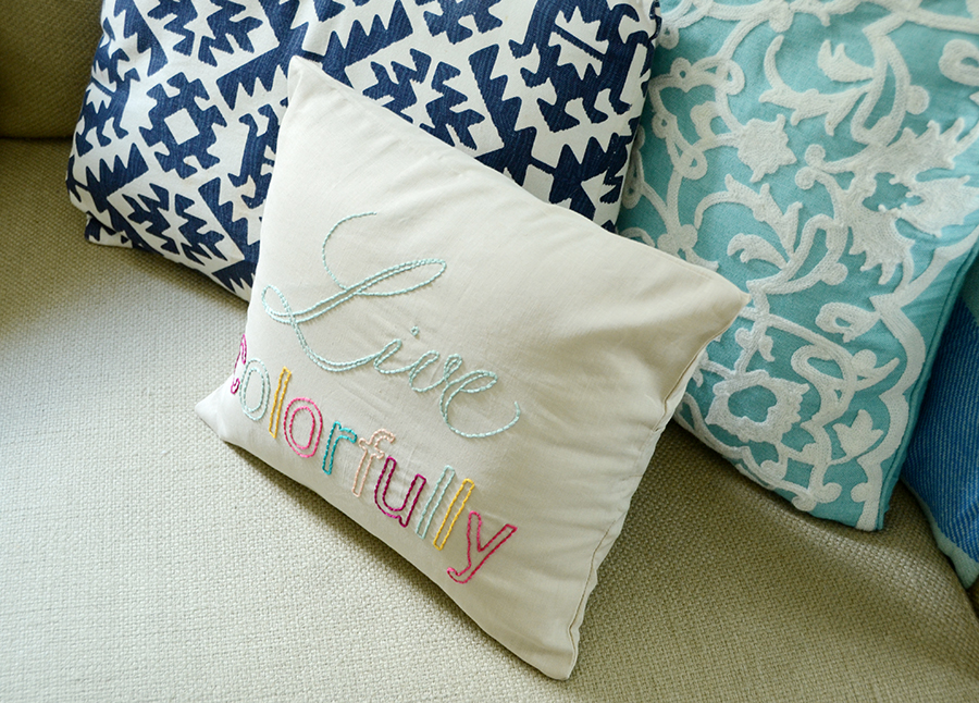 Diy embroidered quote pillow project