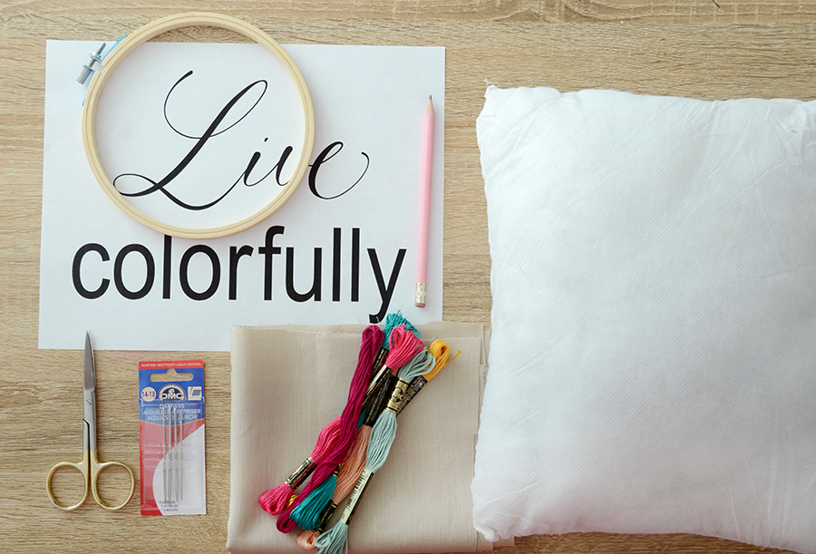 DIY Embroidered Quote Pillow Supplies DIY Embroidered Quote Pillow