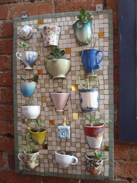 Mosaic teacup planter