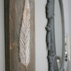 String art feather plaque 230x230 Feathered and Feather Themed Crafts and DIY Projects