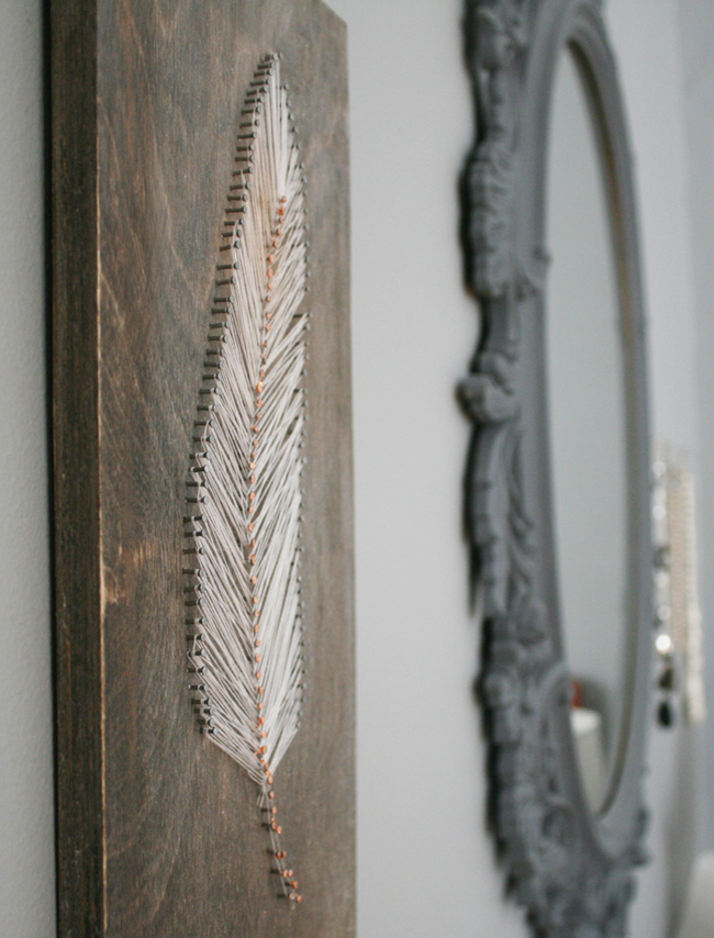 String art feather plaque