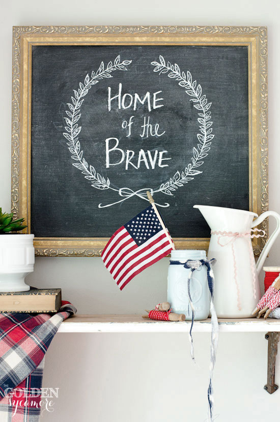 Home of the brave chalkboard art for independence day fourth of july1