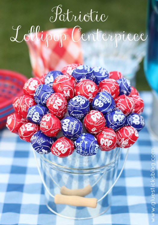 Lollipop centerpiece 4th of july diy