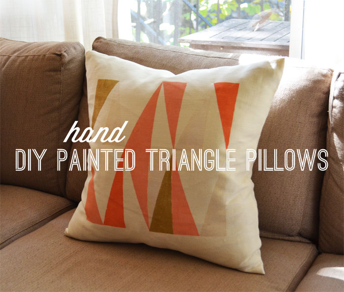 Coloured hand painted triangle pillow