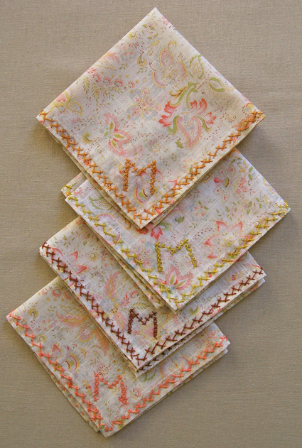 Cross stitch initial handkerchiefs
