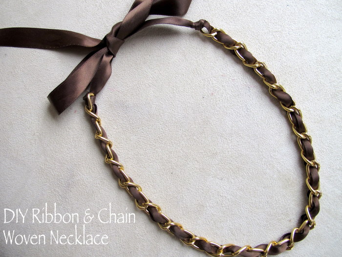 Diy designer inspired ribbon and chain necklace