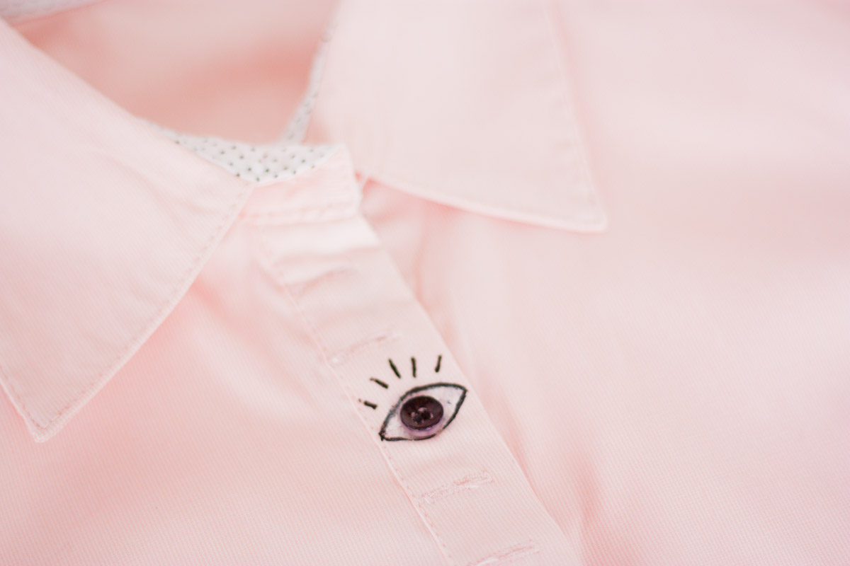 Eye buttons shirt diy design