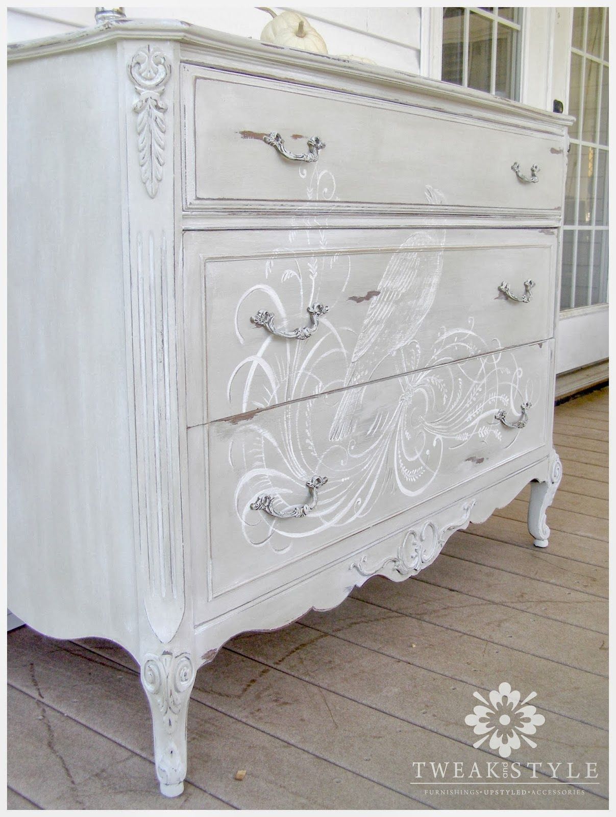Hand painted calligraphy dresser