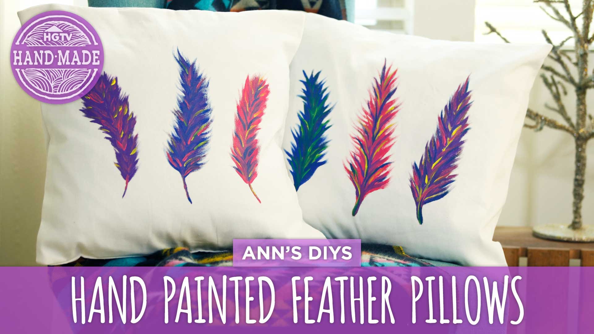 Hand painted feather pillows