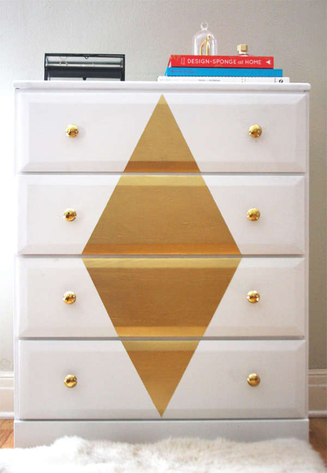 Painted gold diamond dresser