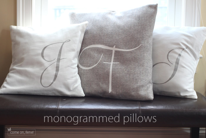 Painted monogram throw pillows