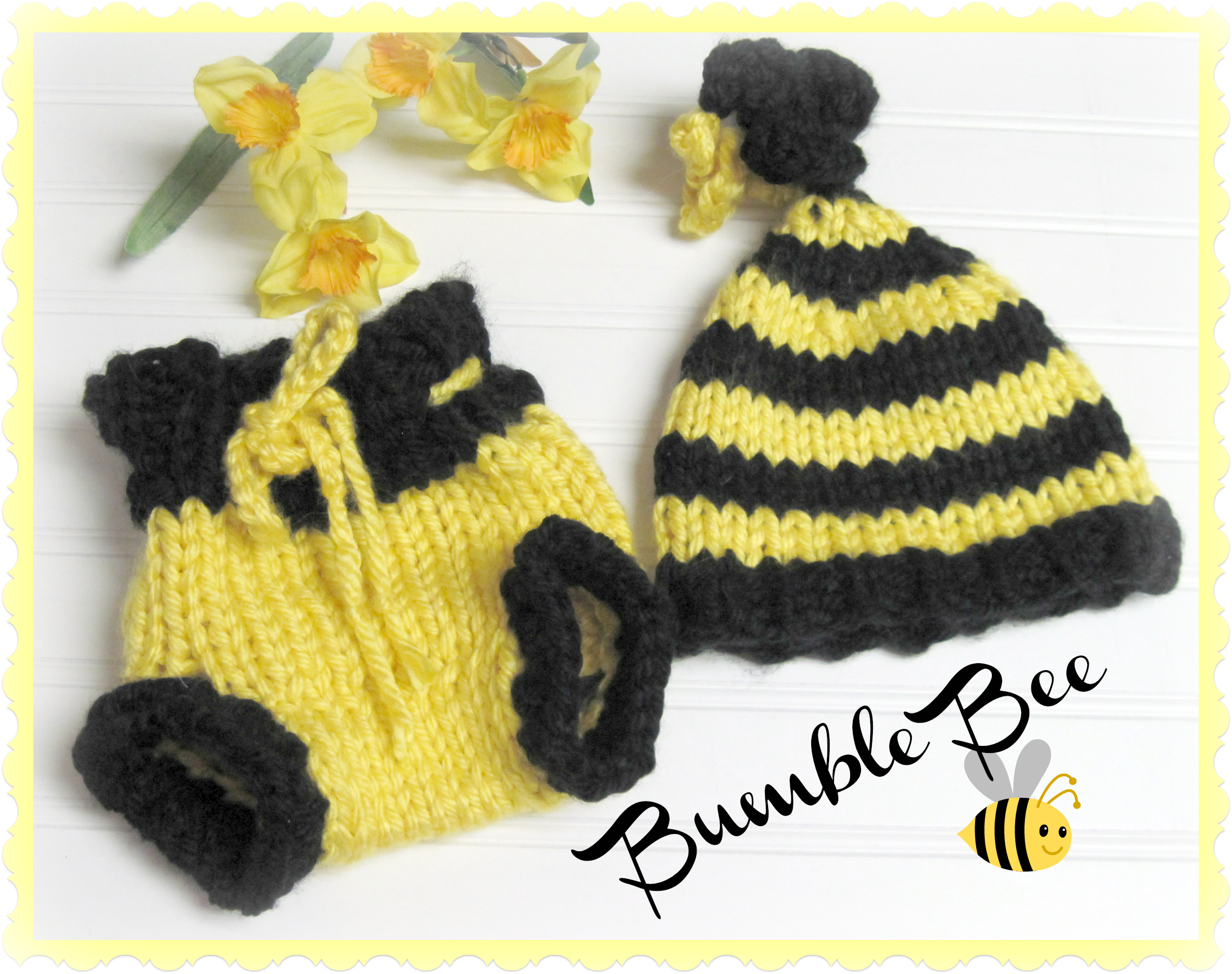 Bumble bee inspired hat and diaper cover