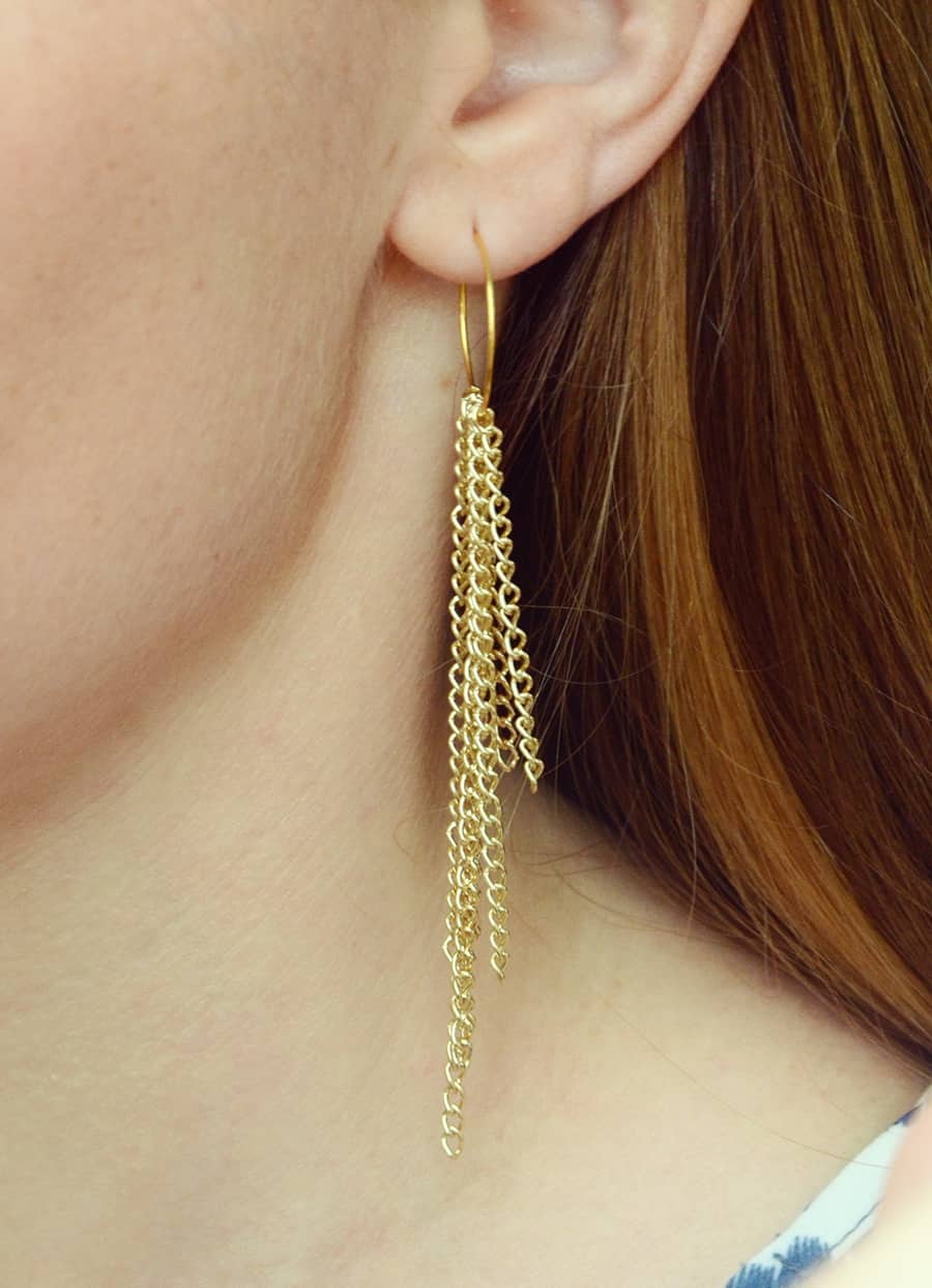 Diy chain loop earrings 8