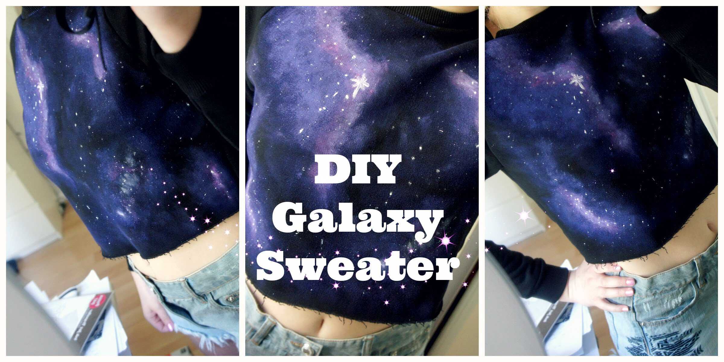 Diy cropped galaxy sweatshirt