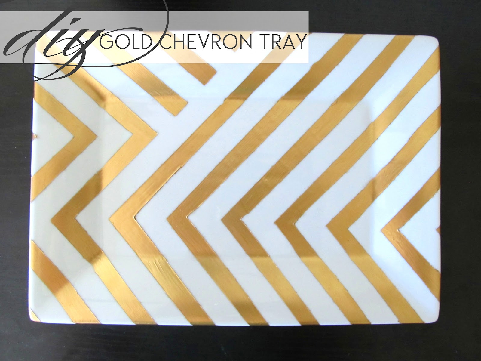 Diy gold chevron side table tray