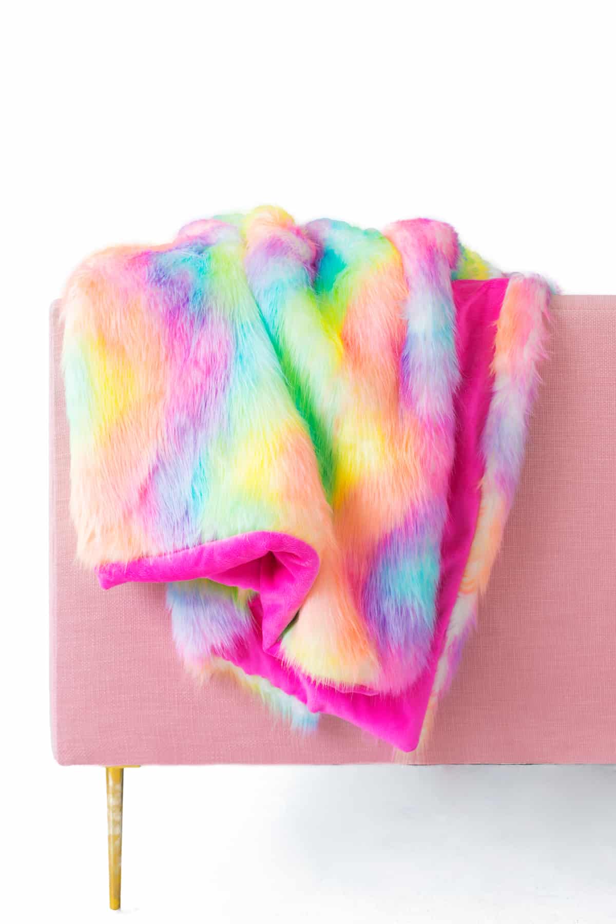 Technicolour faux fur blanket