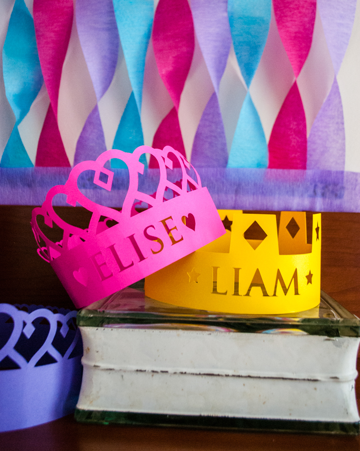 DIY personalized crowns for a princess birthday party