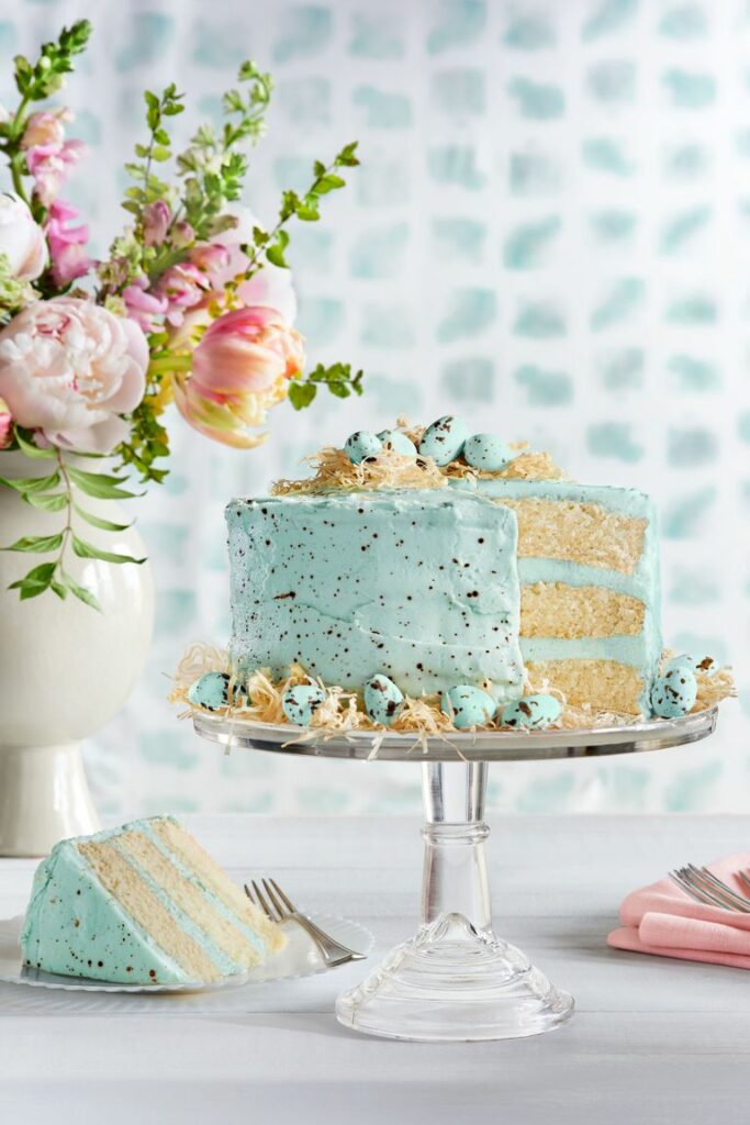Speckled malted coconut cake