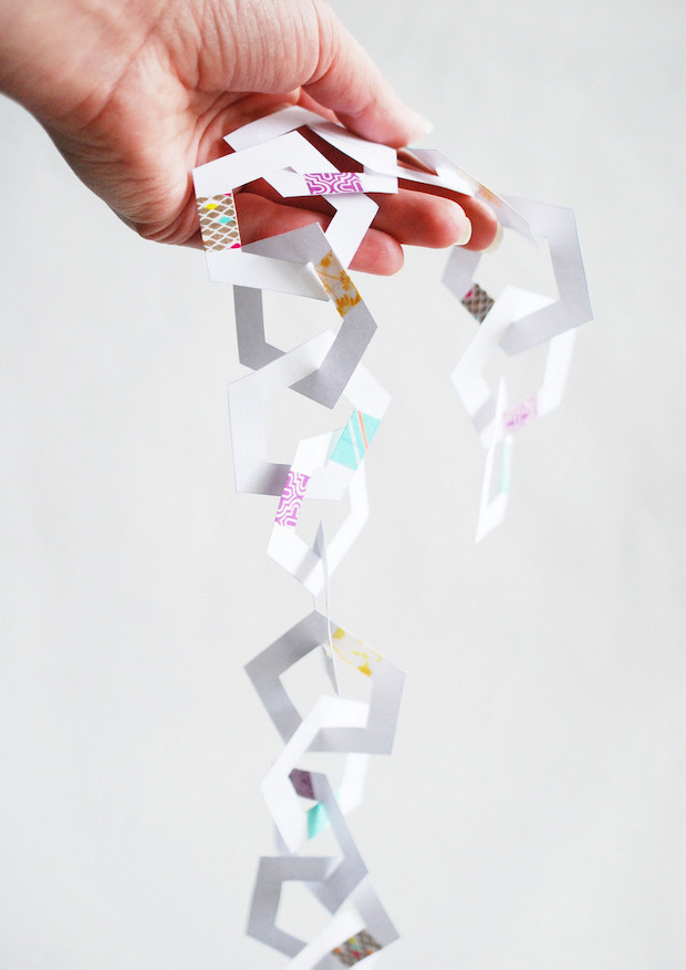 DIY Paper Chain Link Garland Pentagon