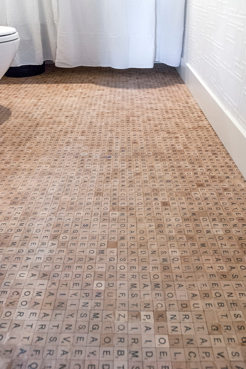 DIY Scrabble Tile Floor