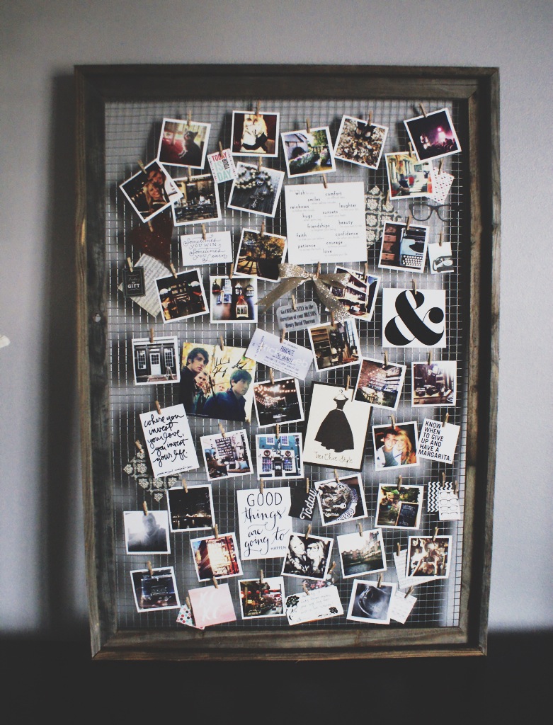 Wire framed family photo display