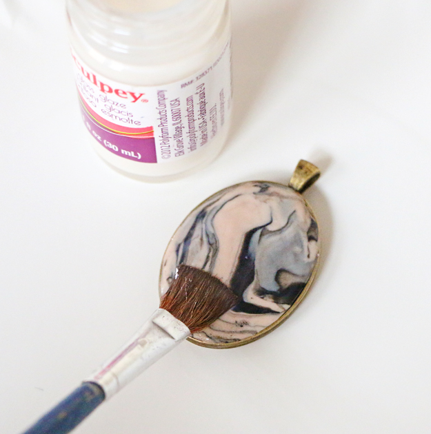 Marbled Clay Pendant Necklace Paint