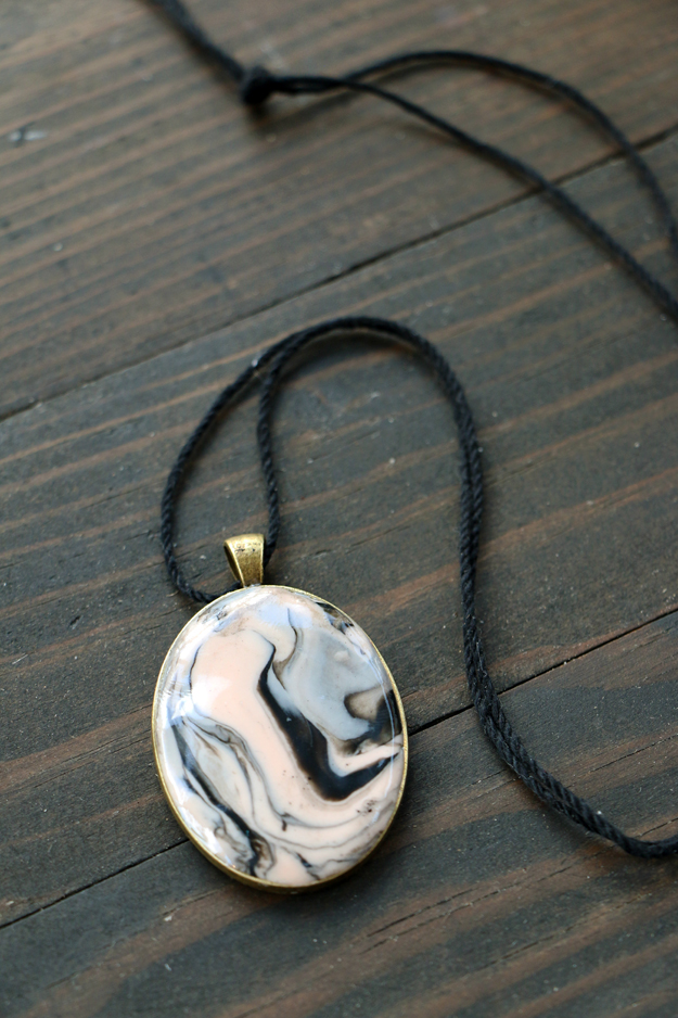 Marbled Clay Pendant Necklace