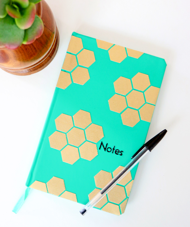 Stylish DIY Gold Hexagon Embellished Journal