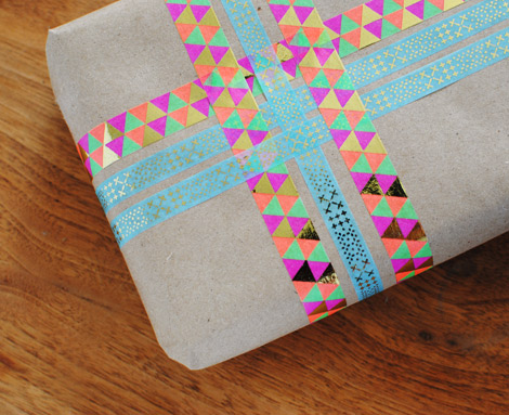 Washi tape gift wrap
