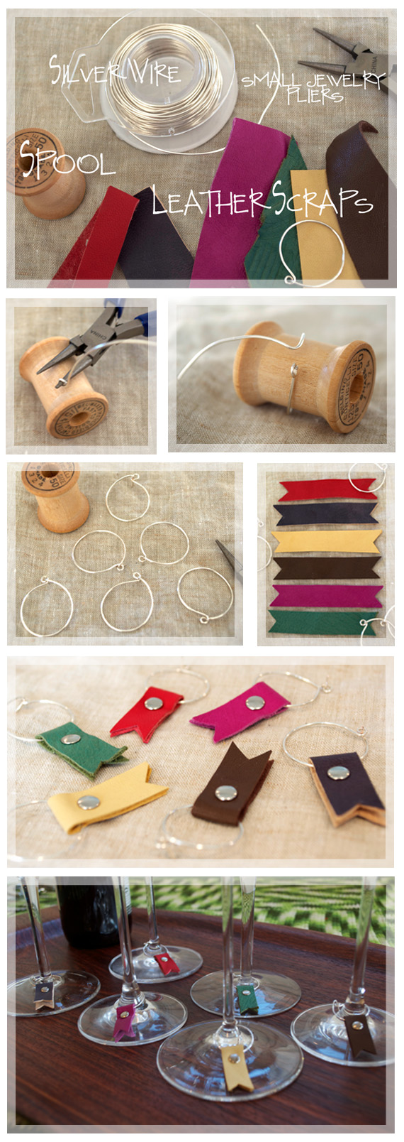 wine charms leather