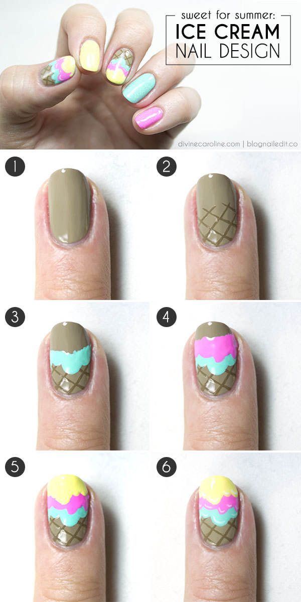 Ice Cream Cone Nail Art