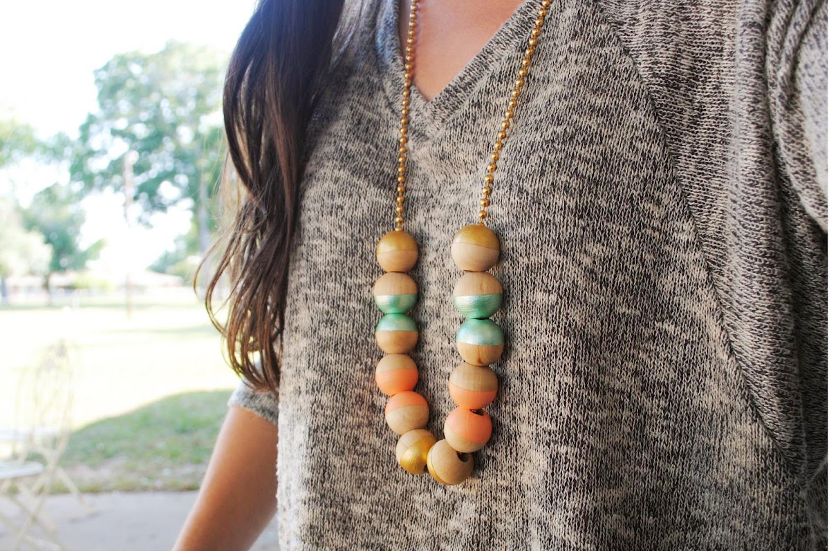 colorful painted wooden necklace