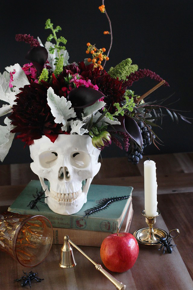 Floral Skull Halloween Centerpiece