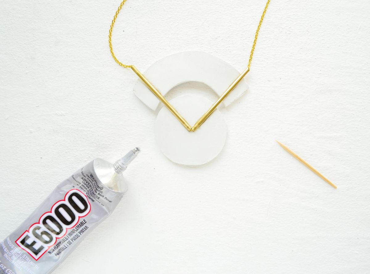 DIY Geometrical Brass Necklace Glue