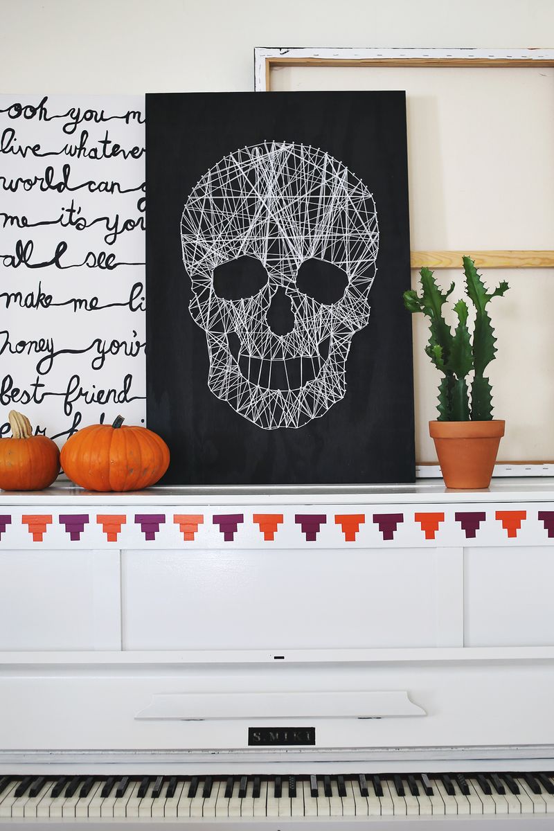 Halloween Indoor Decorations - Skull String Art