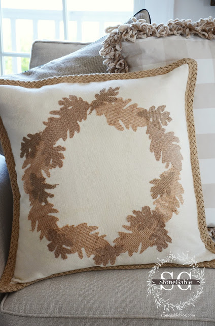 DIY Leaf Burlap Pillow