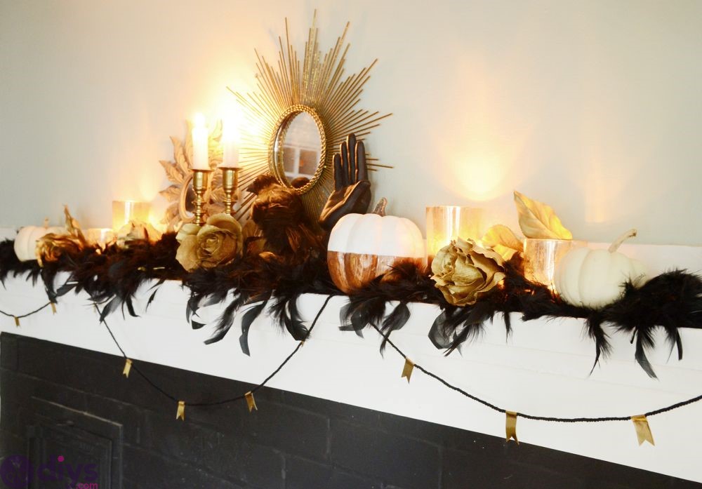 Fireplace mantel for halloween table decor ideas