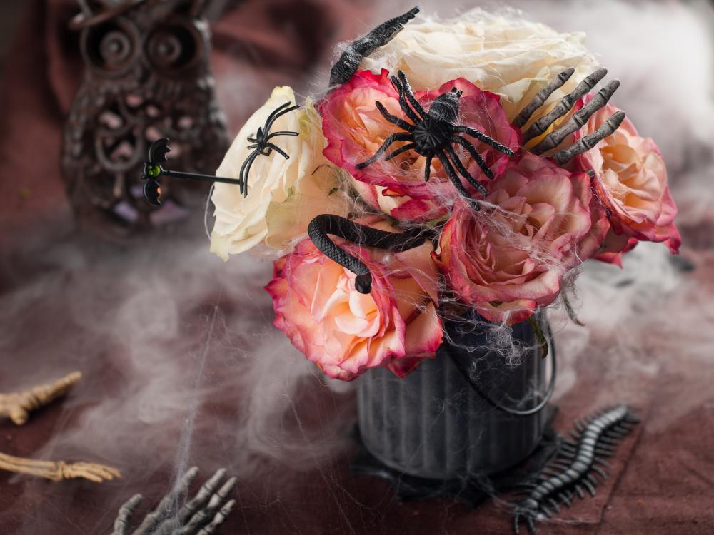 Halloween bouquet with flowers
