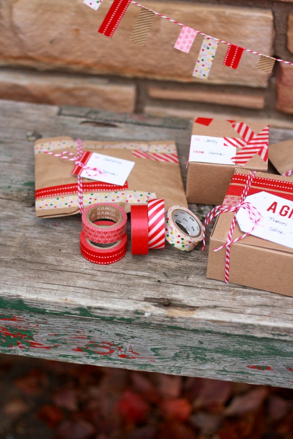 washi tape gift wrap