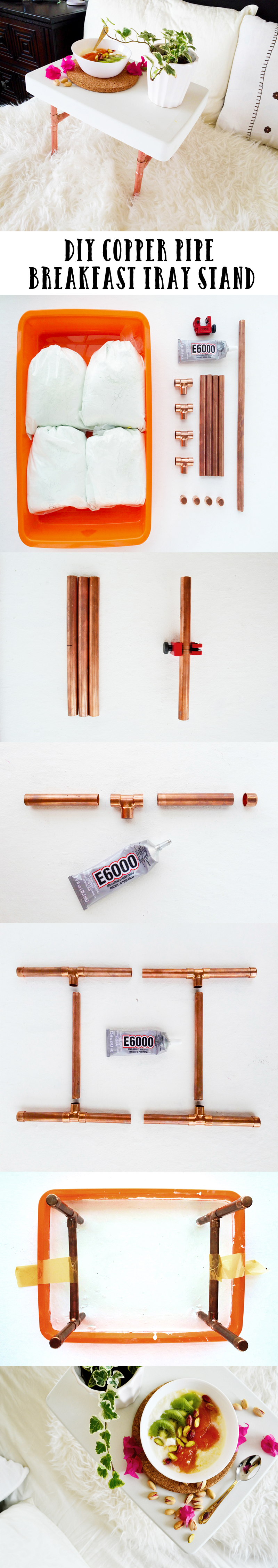 DIY Copper Pipe Breakfast Tray Stand 