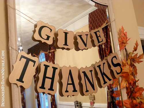 Wood Banner Thanksgiving Sign 