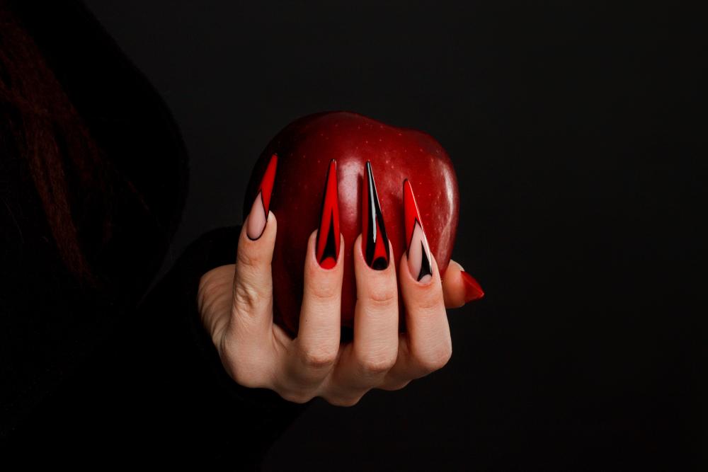 Long black and red nails